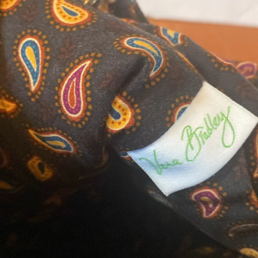 Vera Bradley Kensington paisley brown drawstring backpack book bag purse retired